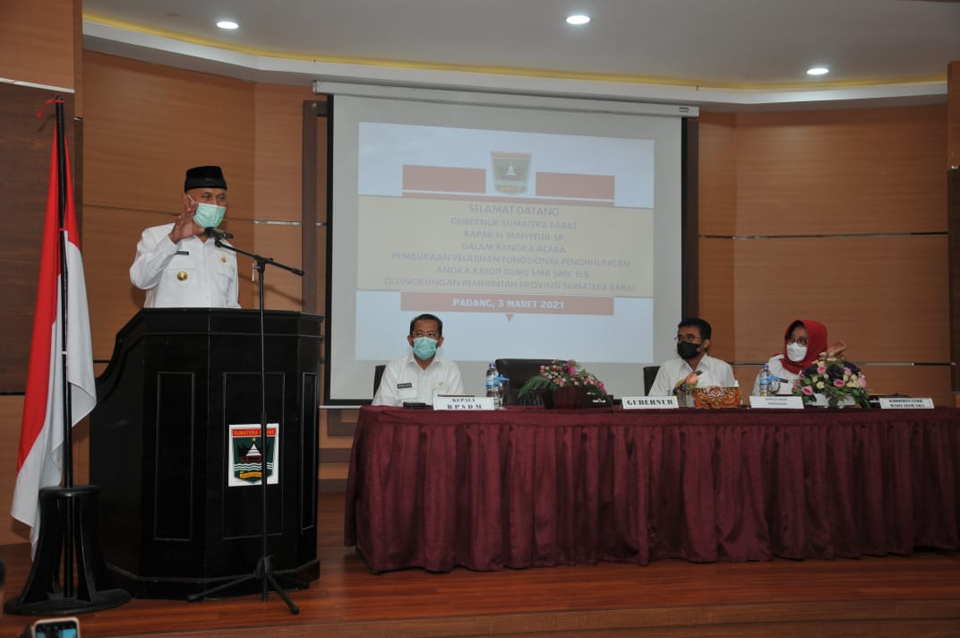 Gubernur Sumbar Buka Pelatihan Fungsional PAK, Guru SMA, SMK Dan SLB Di Lingkungan Pemprov Sumbar.