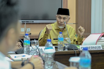 Gubernur Mahyeldi gelar rapat dengan Forkopimda Sumbar bahas danau Maninjau, UU nomor 17/2022 dan HUT RI Ke-77.