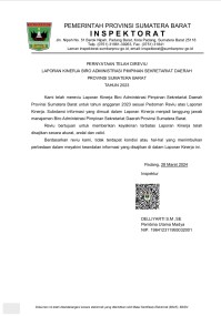 LAPORAN KINERJA TAHUN 2023, BIRO ADMINISTRASI PIMPINAN PROVINSI SUMATERA BARAT